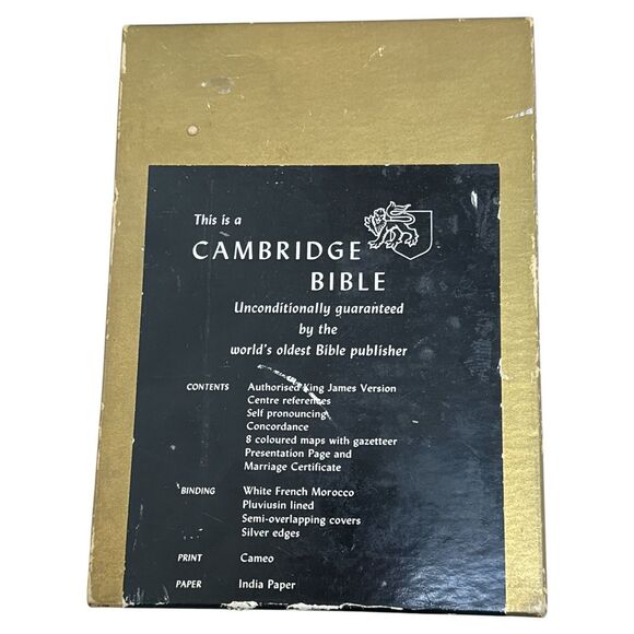 Cambridge Cameo Bible W75X 1969 White French Morocco Leather Gift Edition - Picture 2 of 7